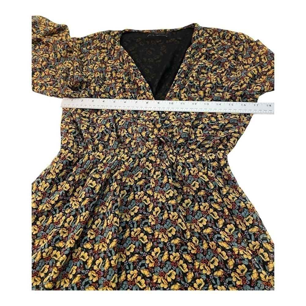 Zara Floral Print Long Sleeve Mini Dress Medium